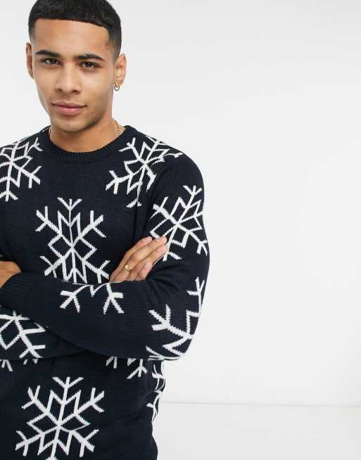 Threadbare christmas snowflake jumper in navy