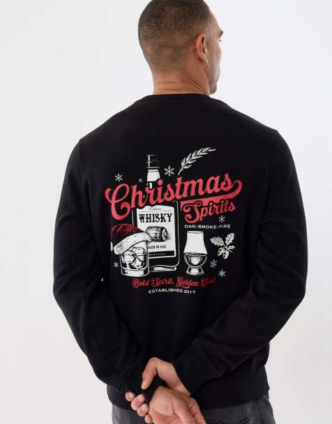 Threadbare Christmas spirits graphic print sweatshirt in black - view 1