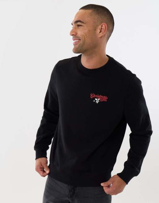 Threadbare Christmas spirits graphic print sweatshirt in black, 2 of 4