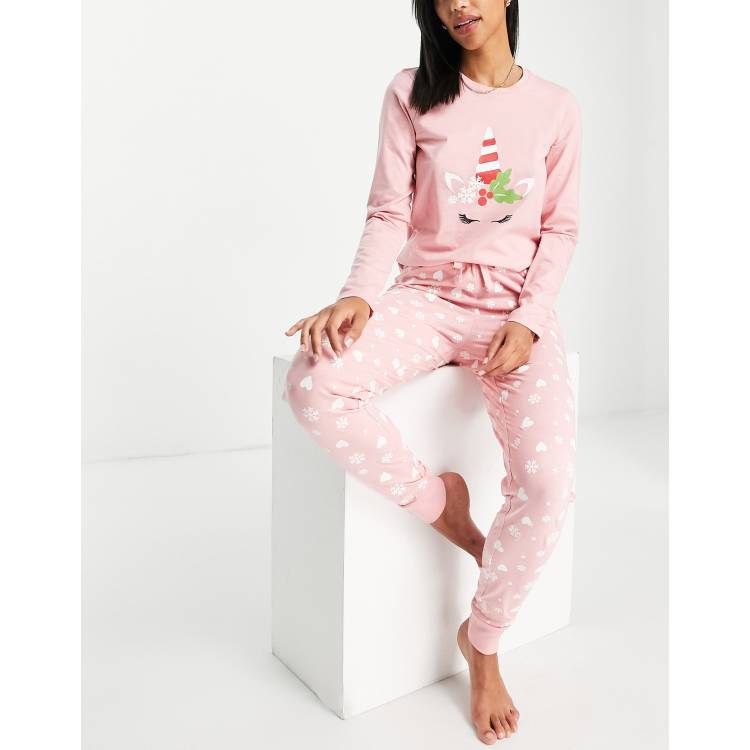 Ladies pink best sale christmas pyjamas