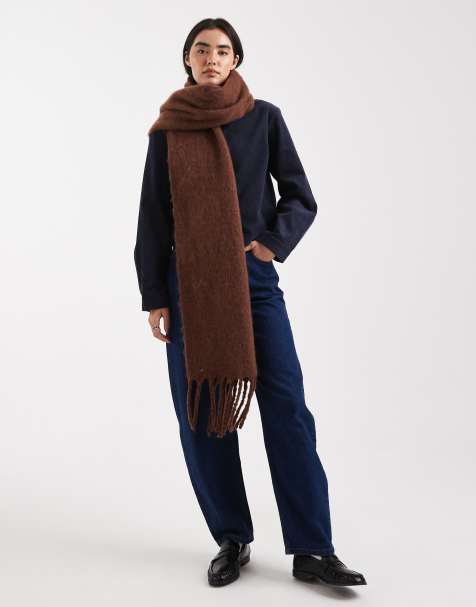 Threadbare chunky blanket scarf in chocolate brown - view 1