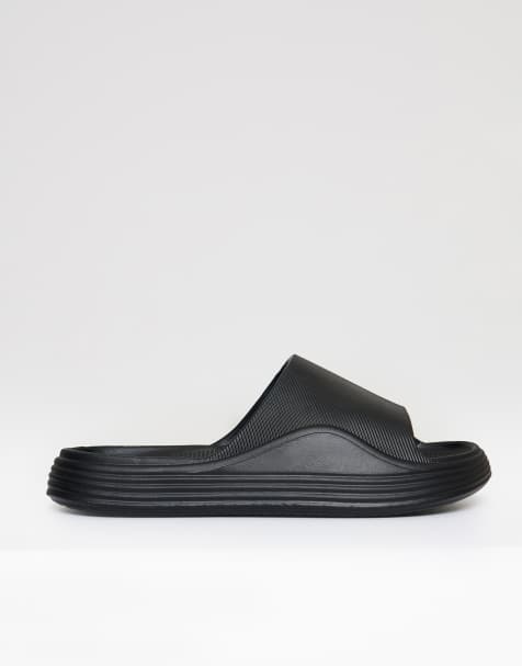 Threadbare Chunky foam sliders in black - view 1