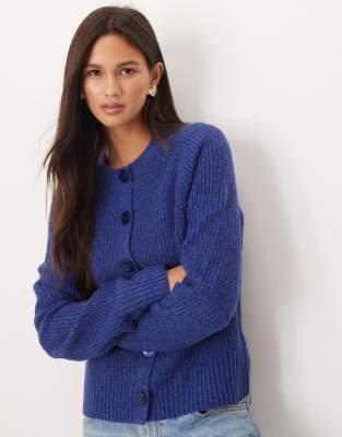 Threadbare Threadbare chunky knit cardigan in blue-Navy