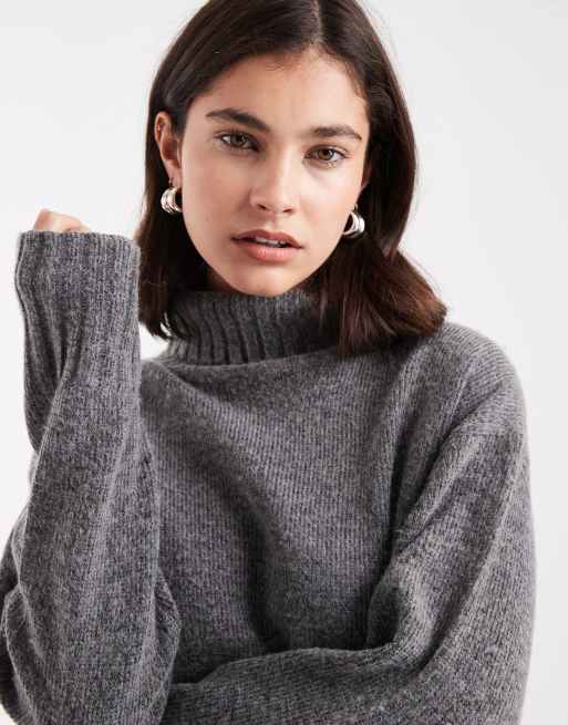 Threadbare chunky knit turtle neck sweater in gray | ASOS