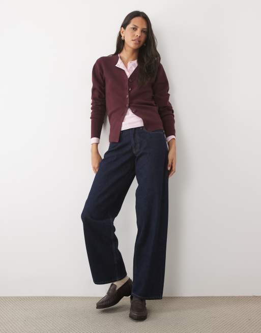 Threadbare cinched v neck cardigan in burgundy, 2 of 4