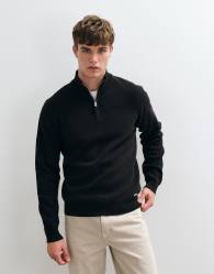 Threadbare classic 1/4 zip sweatshirt in black