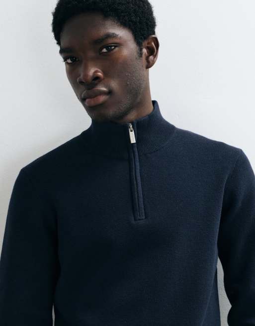 Threadbare classic 1/4 zip sweatshirt in navy, 2 of 5