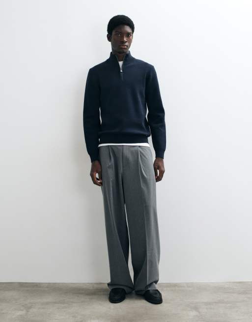 Threadbare classic 1/4 zip sweatshirt in navy, 3 of 5