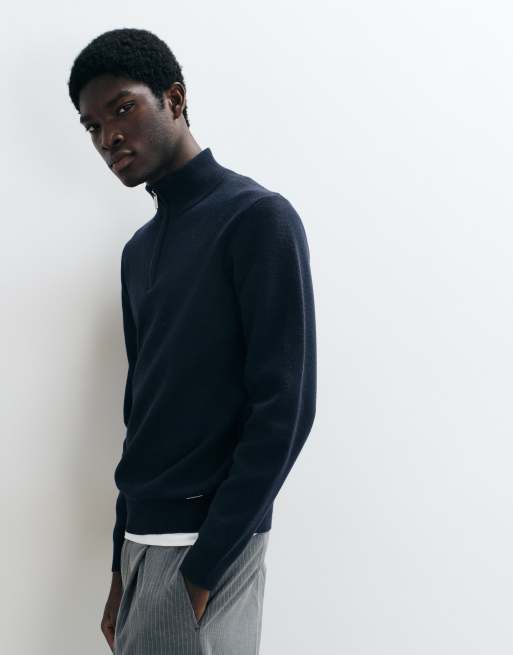 Threadbare classic 1/4 zip sweatshirt in navy, 4 of 5