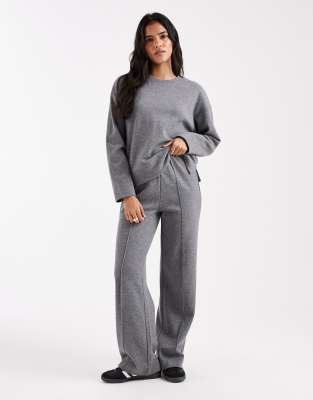 Threadbare Threadbare co-ord cotton jersey mix soft touch pull on trousers in charcoal grey