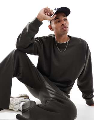 Threadbare Threadbare Co-ord oversized fleece sweatshirt in charcoal-Grey