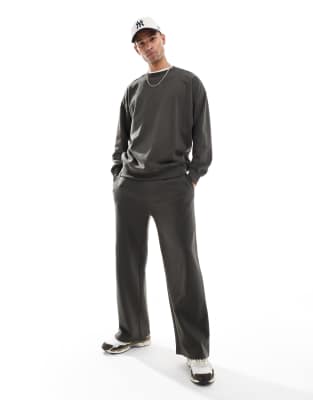 Threadbare Threadbare Co-ord wide leg jogger in charcoal-Grey