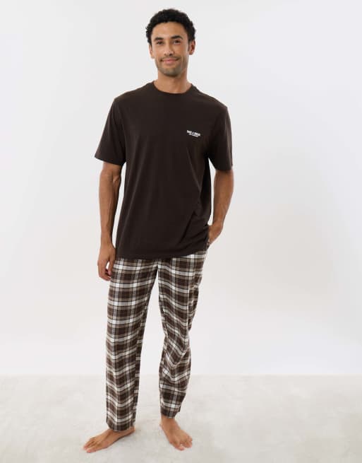 Threadbare Coffee break pyjama set in chocolate brown, 4 of 4