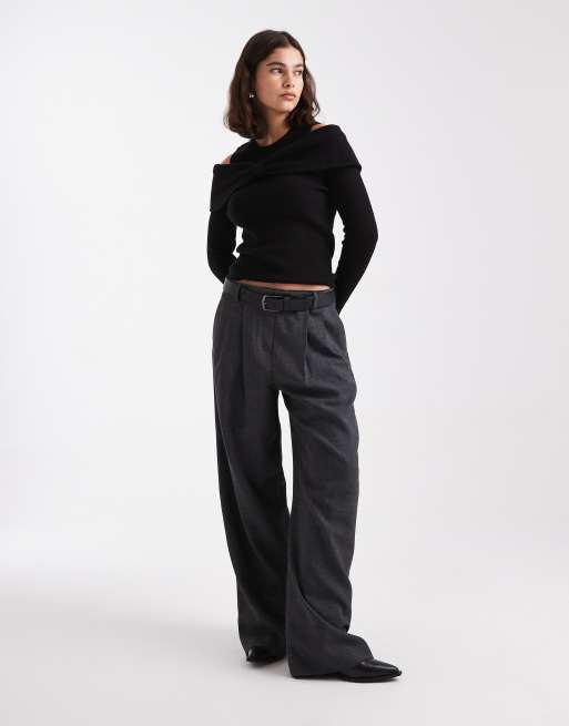 Threadbare cold shoulder long sleeve sweater with bow detail in black, 2 of 4