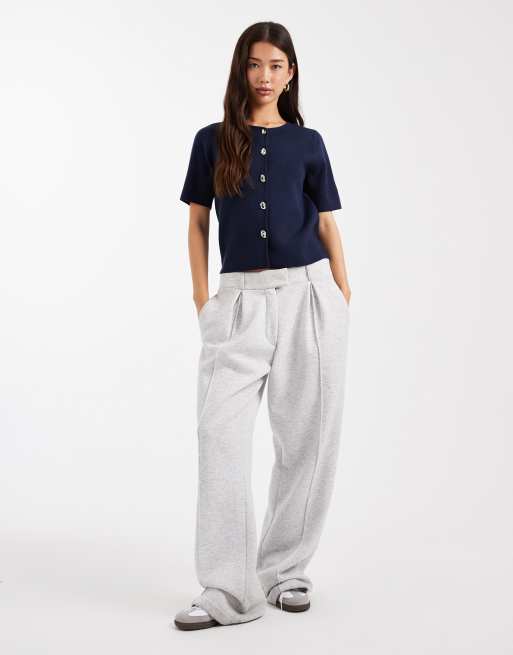 Threadbare - Compact gebreid vest met korte mouwen en contrasterende knopen in marineblauw, 3 van 4