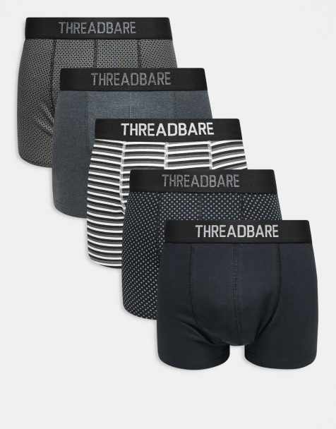 Threadbare - Confezione da 5 boxer a vita bassa neri con motivo multiplo - view 1