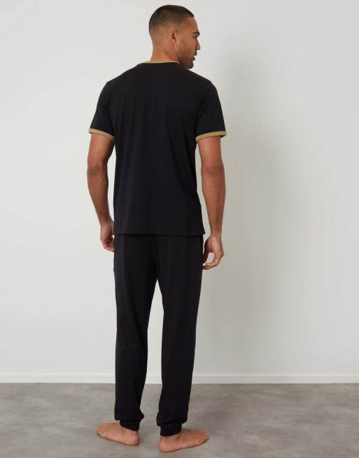 Threadbare Contrast binding lounge set in black, 4 of 4
