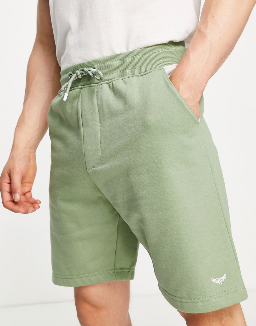 Threadbare contrast panel jersey shorts in sage-Green