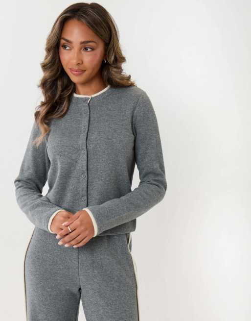Threadbare Contrast stripe wide leg sweat set in grey, 2 of 4