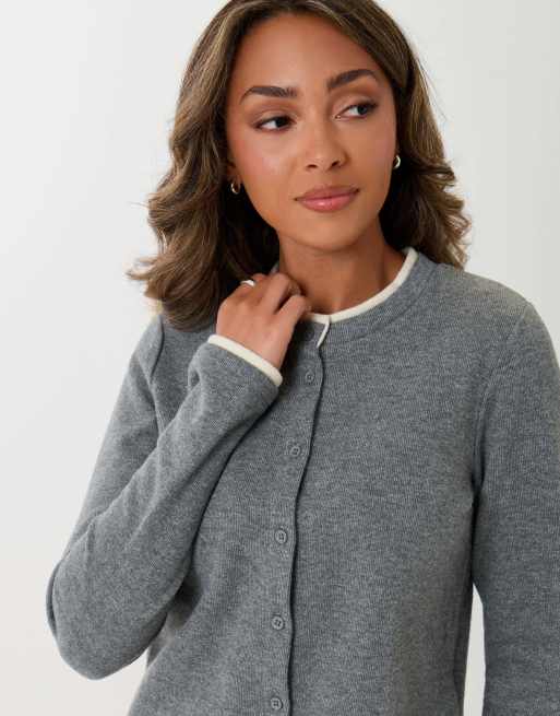 Threadbare Contrast stripe wide leg sweat set in grey, 3 of 4