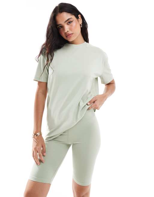 Threadbare - Coordinato composto da pantaloncini e T-shirt oversize color verde salvia
