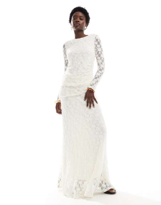 Threadbare - Coordinato in pizzo color panna a maniche lunghe