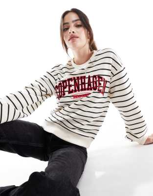 Threadbare - Copenhagen - Gestreiftes Sweatshirt mit Logo-Weiß