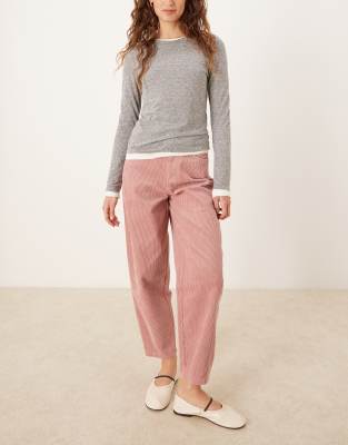 Threadbare Cord Barrel Leg Pants In Pink