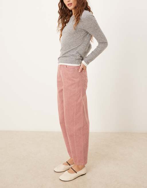 Threadbare cord barrel leg trousers in dusty pink, 2 of 5