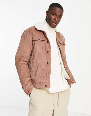 Threadbare cord jacket with borg collar and lining in light brown - ASOS Price Checker