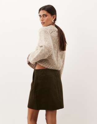 Threadbare Cord Mini Skirt In Neutral