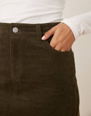 Threadbare Cord Mini Skirt In Green