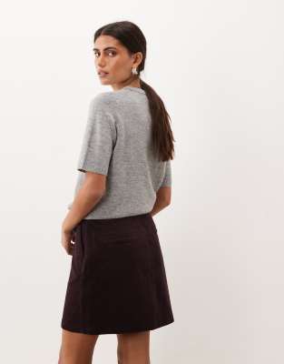 Threadbare Cord Mini Skirt In Gray