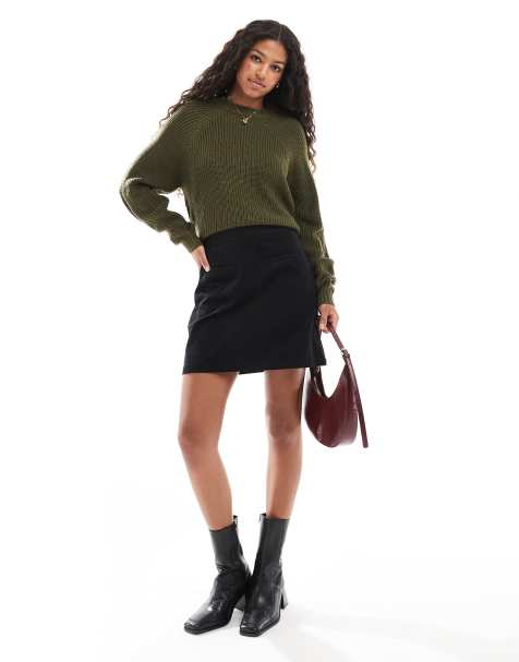 Threadbare cord mini skirt with pocket detail in black - view 1