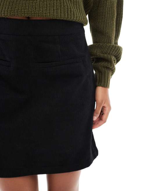 Threadbare cord mini skirt with pocket detail in black, 2 of 5