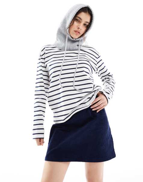 Threadbare cord mini skirt with pocket detail in navy - view 1