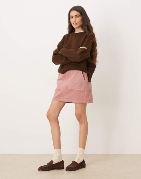 Threadbare cord mini skirt with pockets in dusty pink - view 1