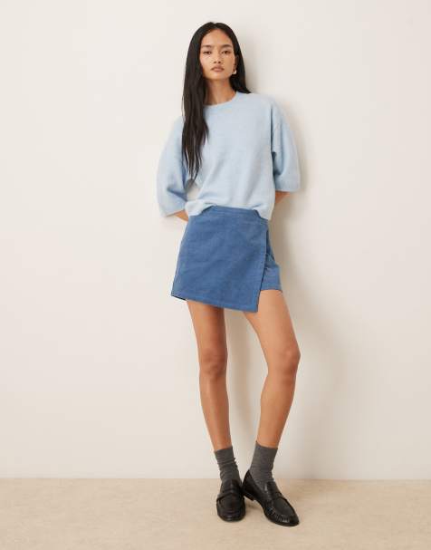 Threadbare cord mini skort in blue - view 1