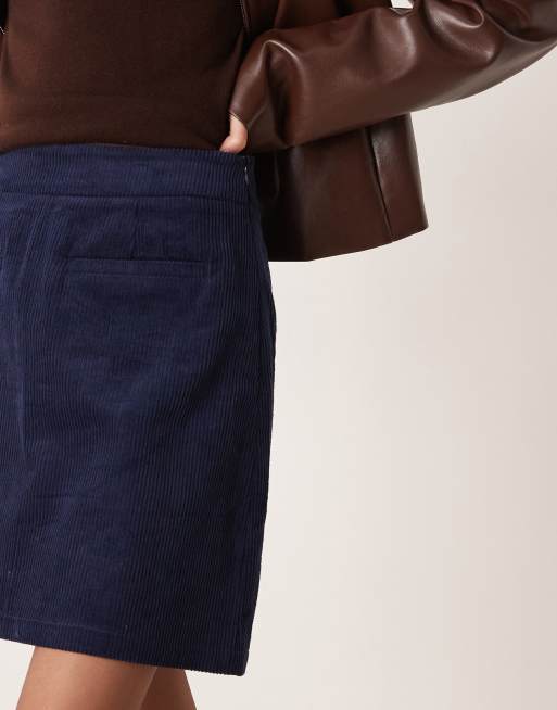 Threadbare – Cord-Minirock in Marineblau mit Taschendetail, 2 von 5