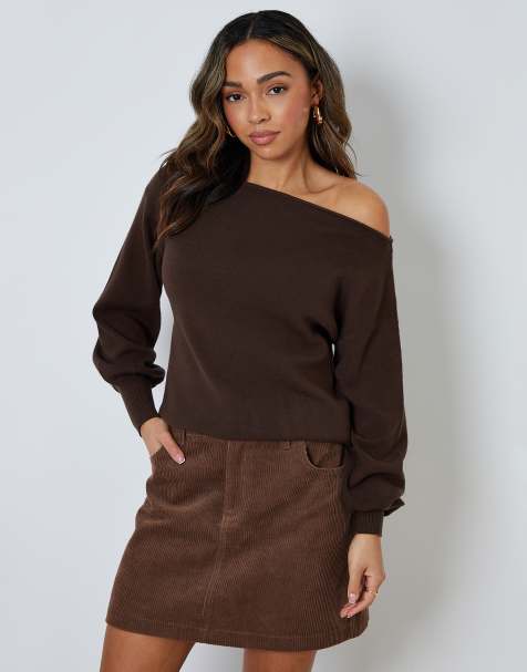 Threadbare Corduroy mini skirt in brown - view 1