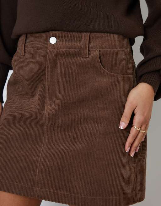 Threadbare Corduroy mini skirt in brown, 2 of 4