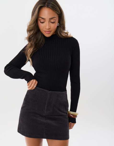 Threadbare Corduroy mini skirt in charcoal grey - view 1