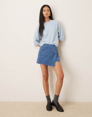 Threadbare corduroy mini skort in blue