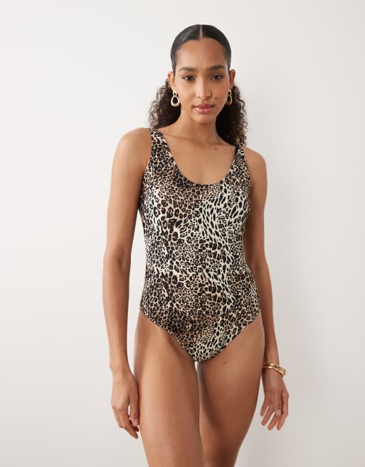 Threadbare - Costume da bagno leopardato con scollo rotondo, 3 di 4