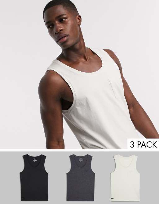 Threadbare cotton 3 pack pocket tank top