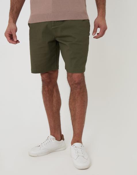 Threadbare Cotton 3 pocket stretch chino shorts in khaki - view 1