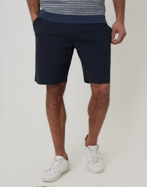 Threadbare Cotton 3 pocket stretch chino shorts in navy - view 1