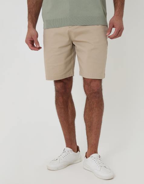 Threadbare Cotton 3 pocket stretch chino shorts in stone