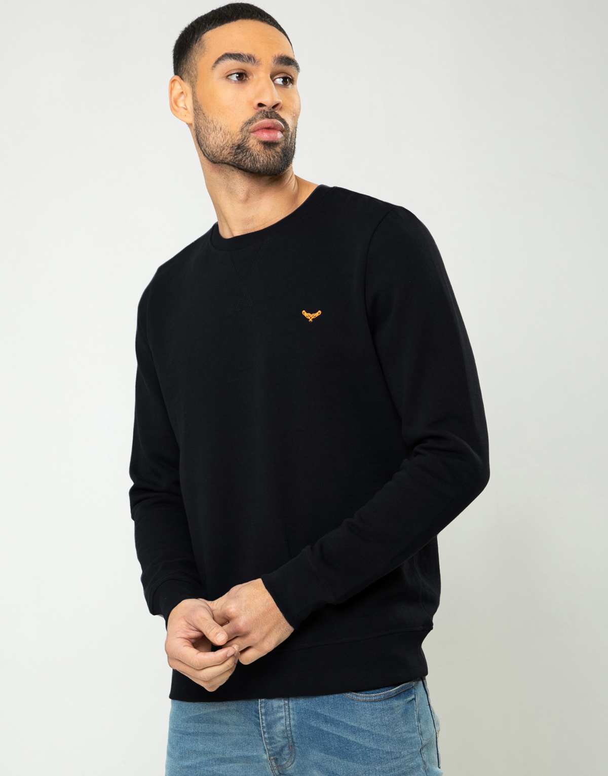 Threadbare Cotton blend crew neck sweatshirt in black