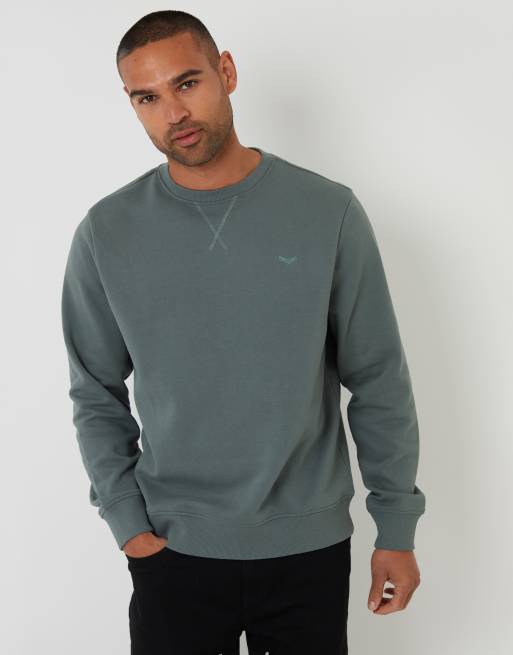 Threadbare Cotton blend crew neck sweatshirt in dark blue